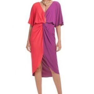 Trina Turk Twist Front Colorblock Midi Dress XS
